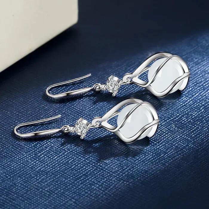 Boucles d'oreilles spirales élégantes en argent sterling 925 pour femmes