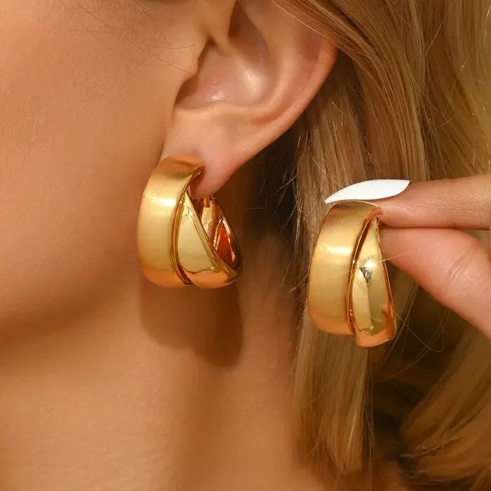 Boucles d'oreilles circulaires en acier inoxydable pour femmes