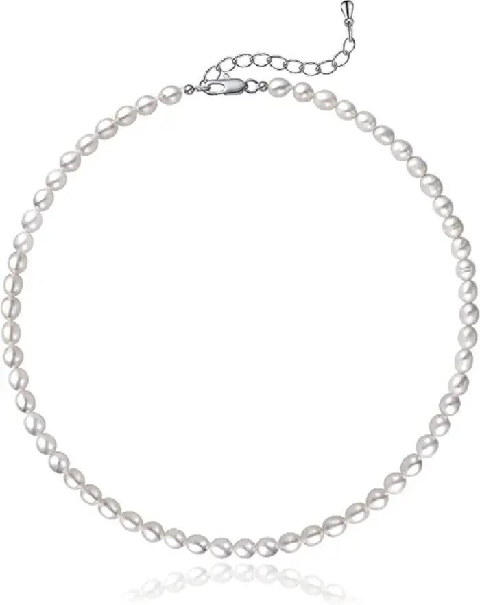 Collier de perles blanches d'eau douce en forme de goutte avec motif plante, fait à la main, ras du cou, pour femmes, occasions spéciales, cadeaux d'anniversaire