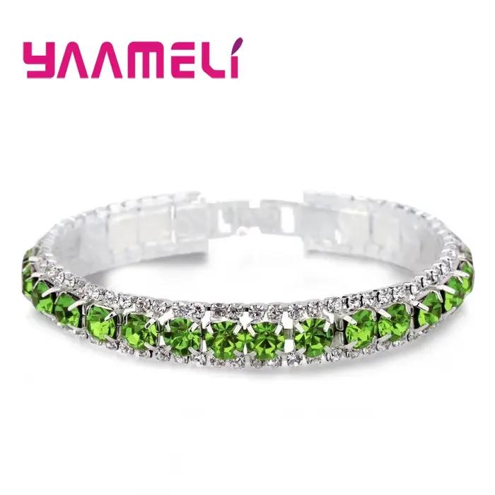 Top vente 925 timbre couleur argent Bracelets plein AAA Zircon cristal autrichien Femme femmes lien