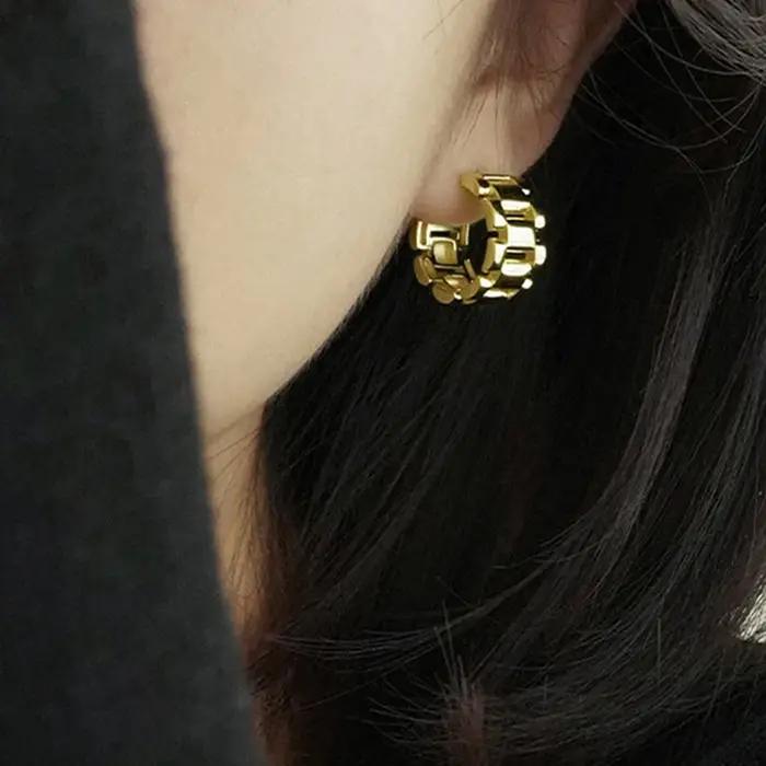 Huitan – boucles d'oreilles chaîne de montre délicates pour femmes