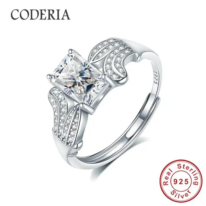 Bague en argent sterling 925 à taille ajustable pour femme, couleur D, VVS1, coupe radiante 5x7mm, bague de mariage en moissanite