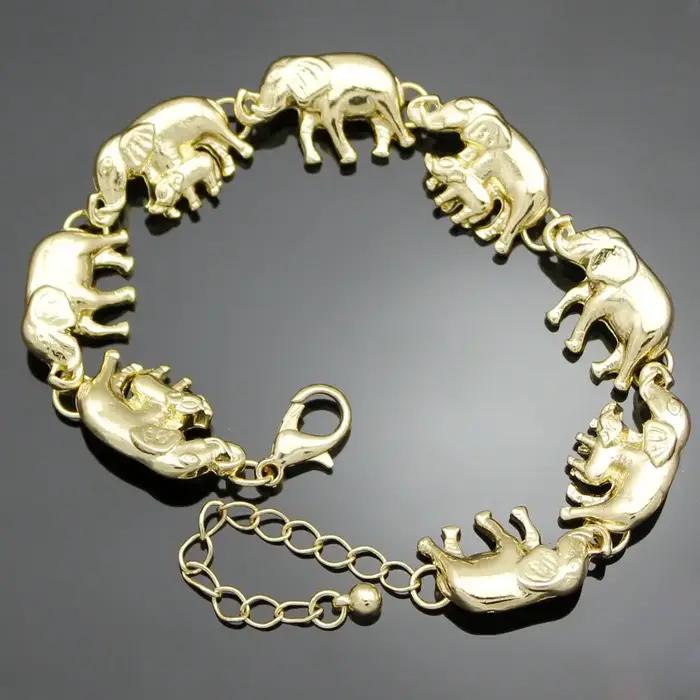 Bracelet à pendentif éléphant plaqué argent pour femme