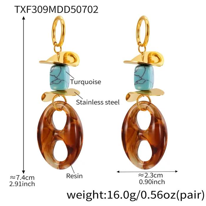 Collier et boucles d'oreilles avec pendentif en forme de nez de cochon ambre pour femmes, en acier i