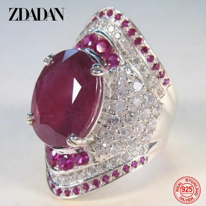 ZDADAN – bague en argent Sterling 925 avec rubis pour femmes