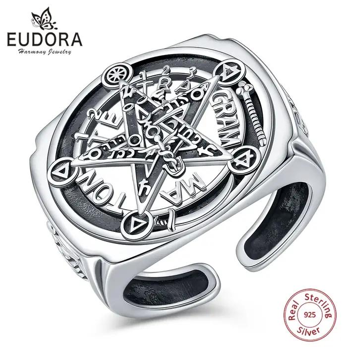 Eudora-Bague Ajustable Pentagramme en Argent Sterling 925
