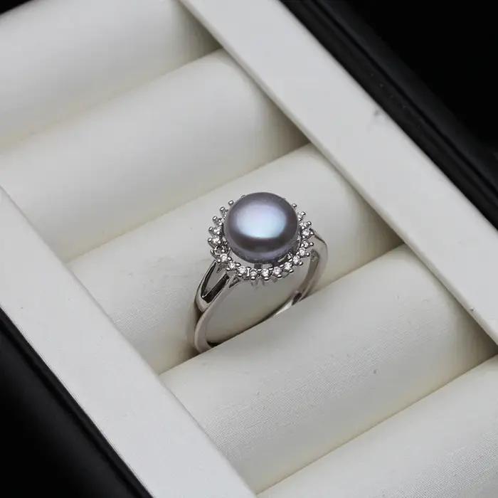 Bague en argent Sterling 925 avec perles pour femme