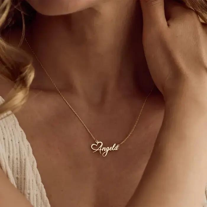Collier personnalisé en acier inoxydable plaqué or 18 carats pour femme ou homme cadeau anniversaire occasion spéciale lettre gravée chaîne O minimaliste romantique
