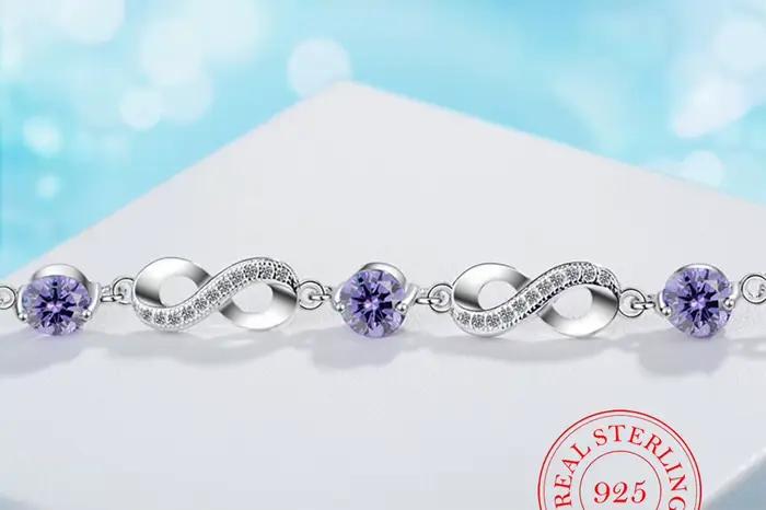 Authentique 925 en argent Sterling sans fin amour infini chaîne lien réglable femmes Bracelet de luxe