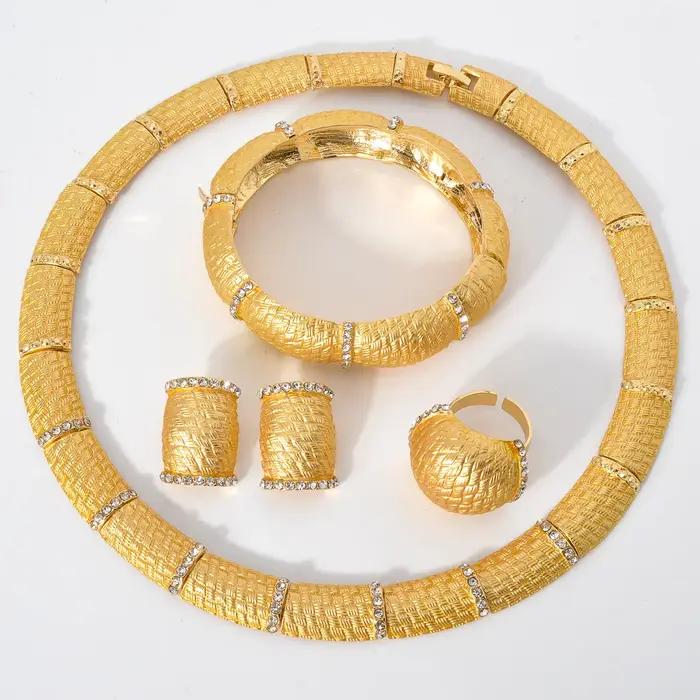 Ensemble de bijoux ZEA Dear plaqués argent ou rhodium pour mariage avec bague, boucles d'oreilles, bracelet et collier élégant pour femme