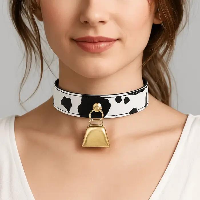 Collier ras du cou en cuir imprimé animal de compagnie pour femmes style moderne occassions spéciales et quotidiennes