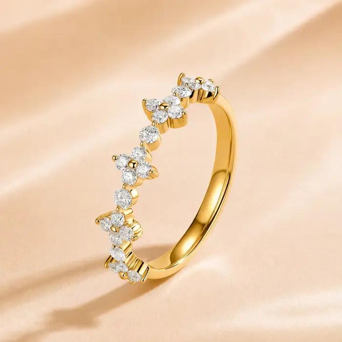 Bague de fiançailles en or 9K ou 14K avec diamant de laboratoire clarté VVS couleur D pour femmes occasions spéciales engagement anniversaire promesse