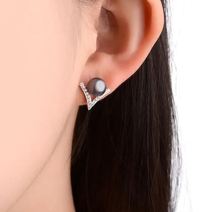 Boucles d'oreilles en argent sterling 925 avec perle noire pour femmes, bijoux de créateur de luxe,