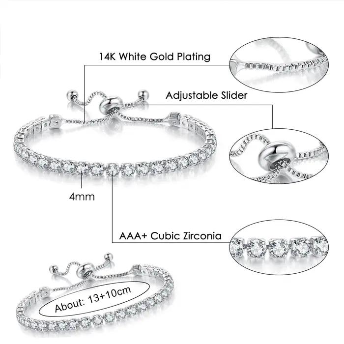 Bracelets de tennis réglables pour hommes et femmes