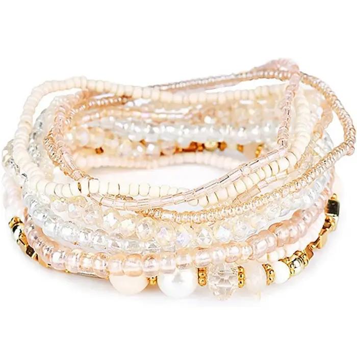 Bracelets empilables en perles de cristal bohème