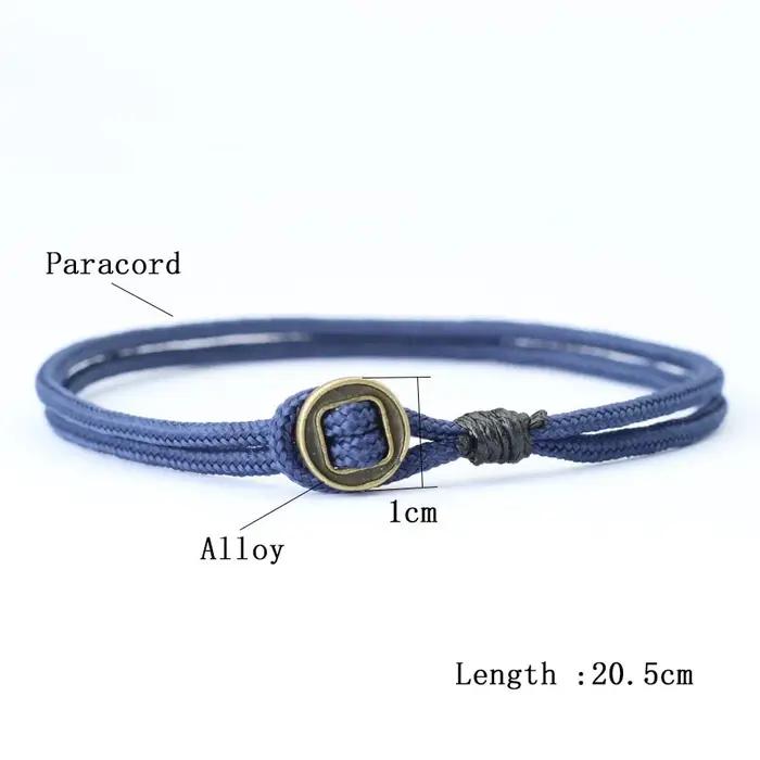 Bracelet en corde bicouche nautique homme, rétro, géométrique, corde, alliage de zinc, facile à détacher, pour hommes, occasions spéciales, plage, surf