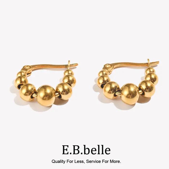 E.B.belle mignon belle Huggies petites perles boule boucles d'oreilles couleur argent doré