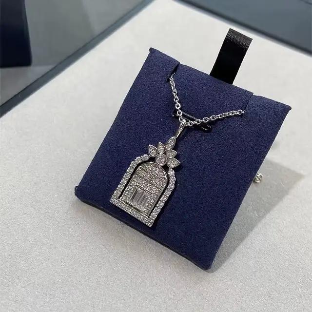 Boutique de bijoux en argent pur 925, collier en diamant et Zircon pour femmes, pendentif château br