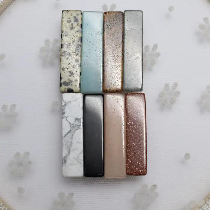 Perle rectangulaire en pierre semi-précieuse naturelle