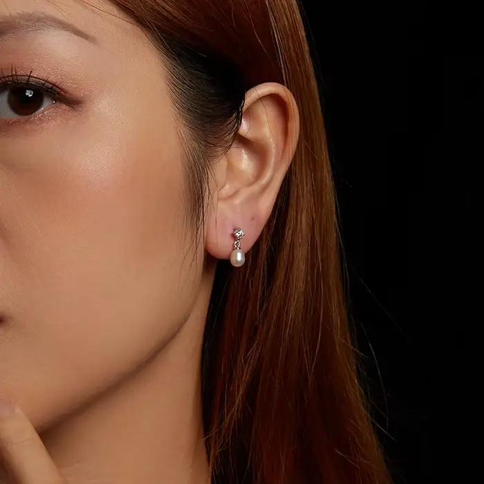 Bamoer – boucles d'oreilles en perles Moissanite, en argent Sterling 925, design unique avec pendentif en perles, certifiées, bijoux fins pour femmes