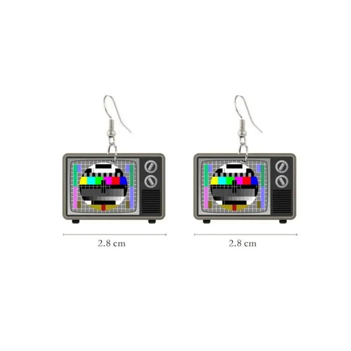 Boucles d'oreilles pendantes 2D plates en acrylique, style rétro et nostalgique années 80 et 90, mot
