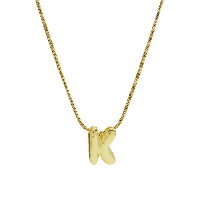 Ballon plaqué or 26 lettres de l'alphabet pendentif collier bulle de cuivre