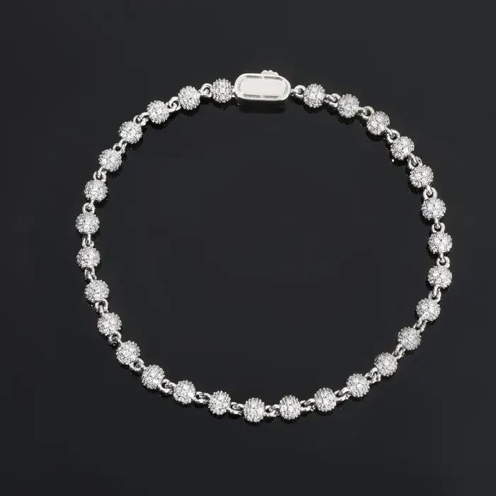 Bracelet en diamant pour femmes perle ronde exquise 4mm laiton brillant boucle printemps bijoux luxe occasions spéciales unisexe argent or