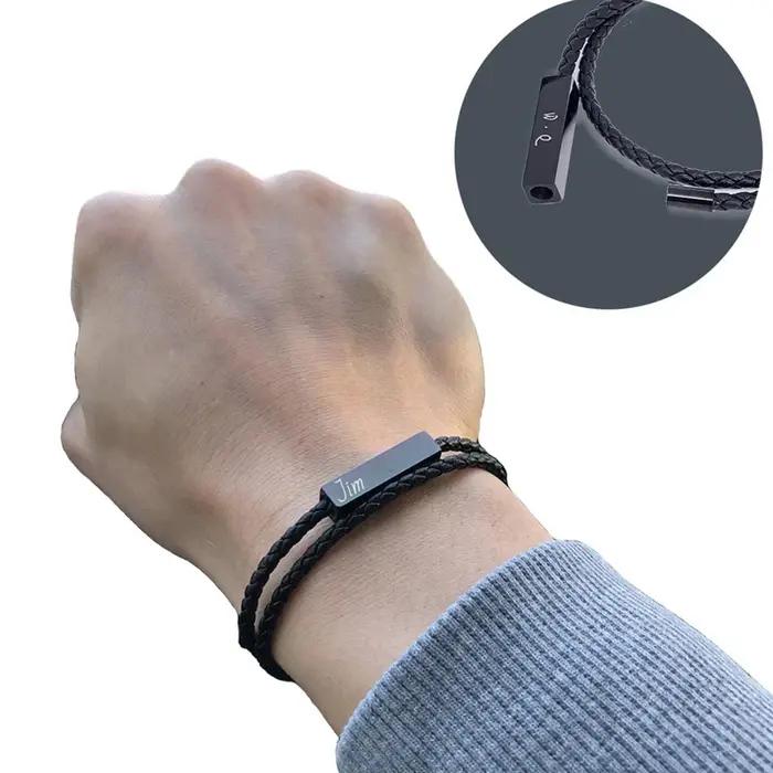 Bracelet tressé en cuir personnalisé pour hommes et femmes
