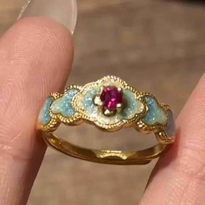 Bague de cocktail classique vintage fleur or zirconium réglable pour femmes occasions spéciales mariage