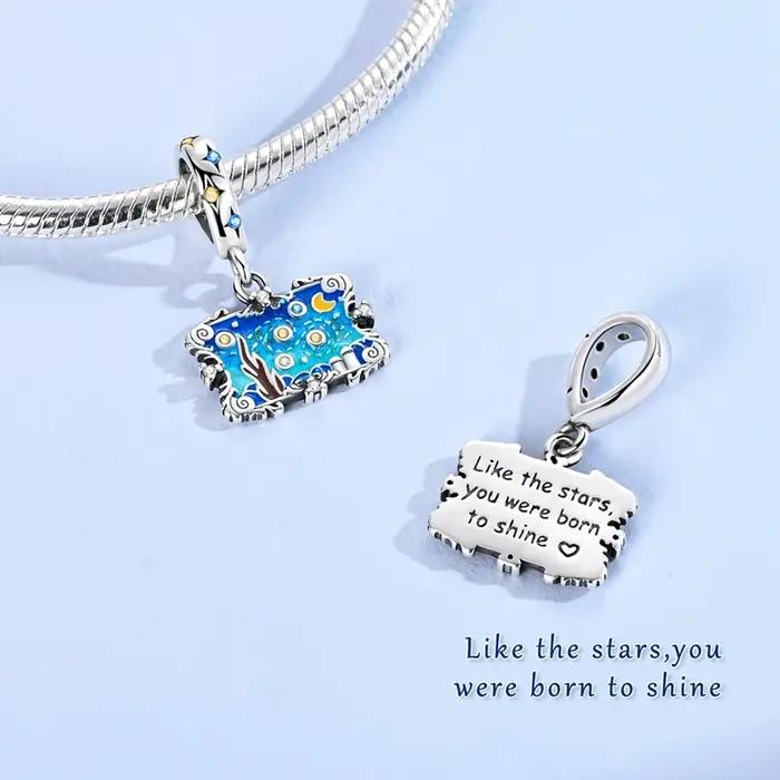 Offre spéciale nouveau 925 en argent Sterling Van Gogh ciel étoilé série pendentif breloques bijoux ajustement Original 925 Bracelet pour les femmes bricolage cadeau