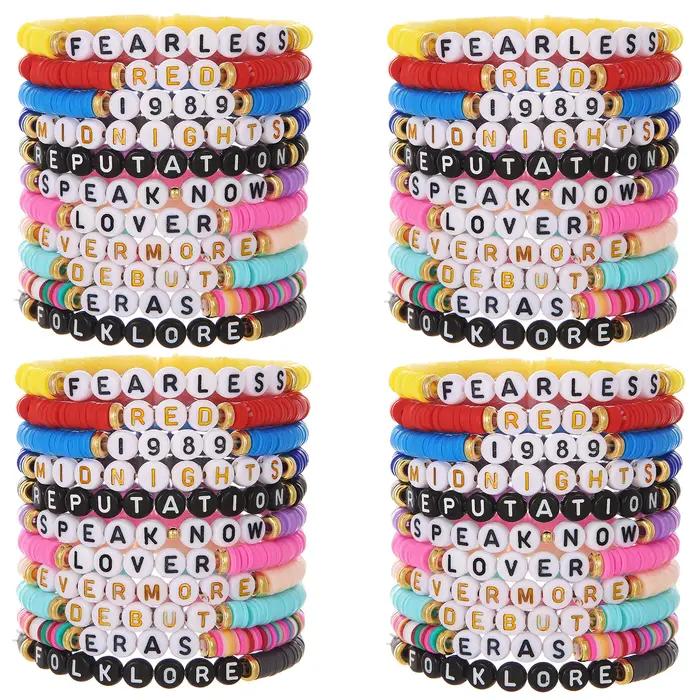 Ensemble de Bracelets Inspirés de Swift Chia pour Femme et Fille, Perles d'Argile Empilables, Album