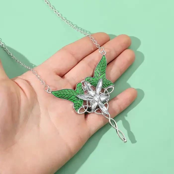 Feuille d'Elven Lotr Collier Déclaration Bijou Pendentif en Alliage de Zinc pour Femmes Soirées et Fêtes