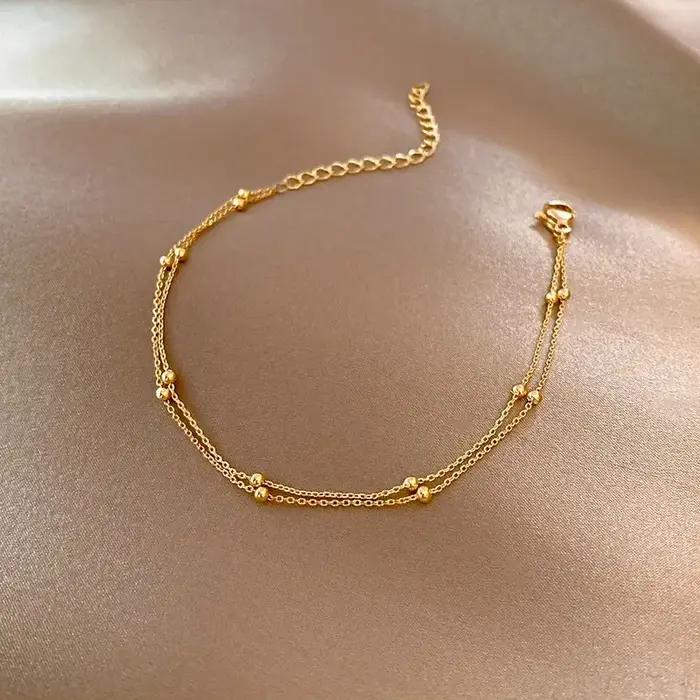 ANENJERY petite boule Bracelet pour femmes Vintage plaqué or couleur manchette Bracelets femmes déclaration chaîne bijoux Pulsera Bracelet