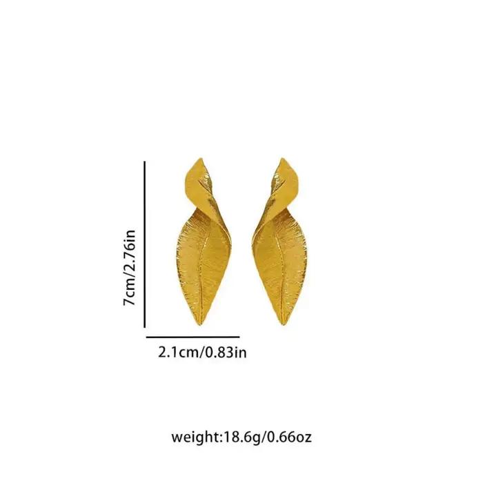 Boucles d'oreilles pendantes rétro exagérées en feuille d'or