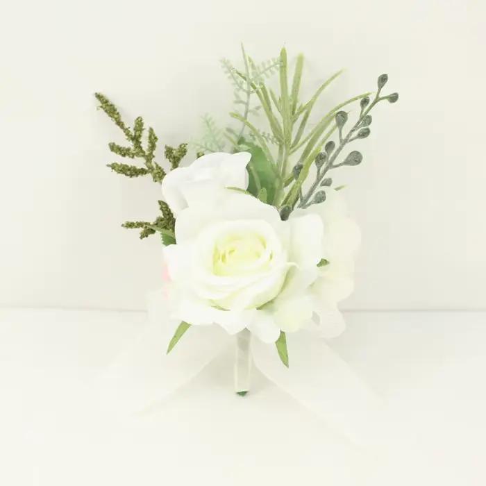 Corsage de poignet ivoire pour sœurs de demoiselle d'honneur, fleur faite à la main, Rose artificiel
