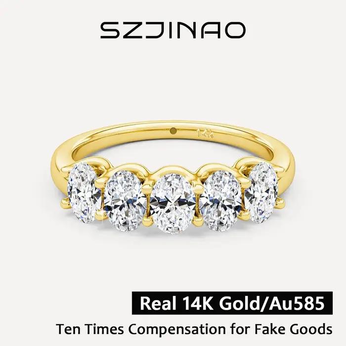 Bague de fiançailles en or jaune 14K sertie de Moissanite pour femmes, cadeau d'anniversaire, mariage, Noël, occasions spéciales