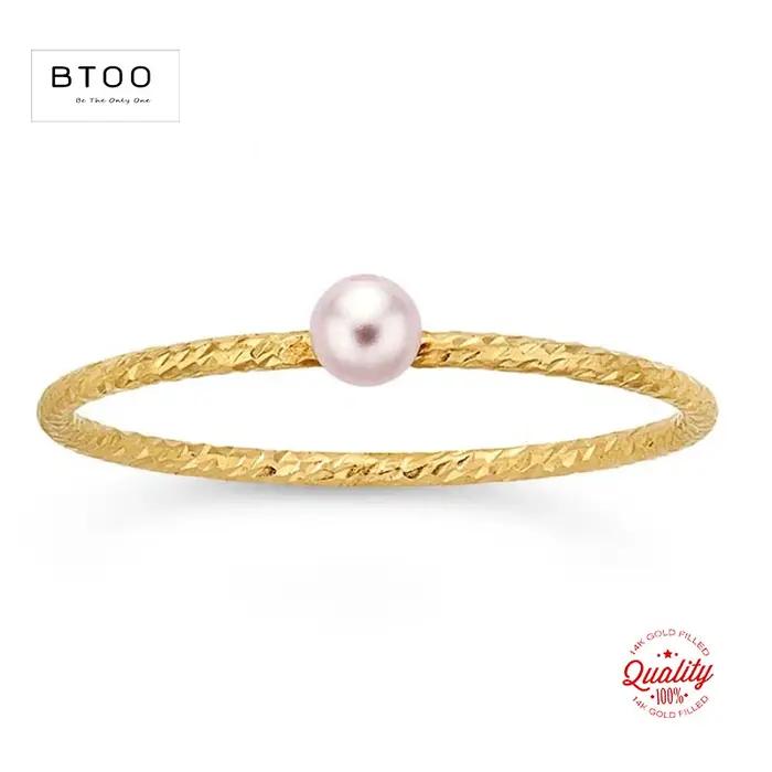 Bague en or 14K remplie de perles blanches boho élégante pour femmes occasions spéciales partis et mariages