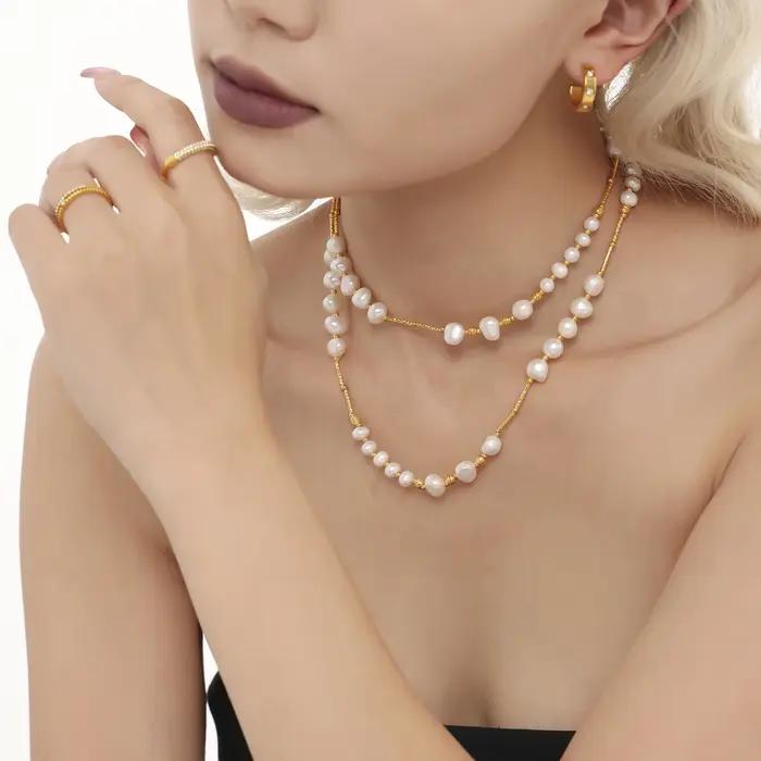 Collier de perles d'eau douce naturelles pour femmes