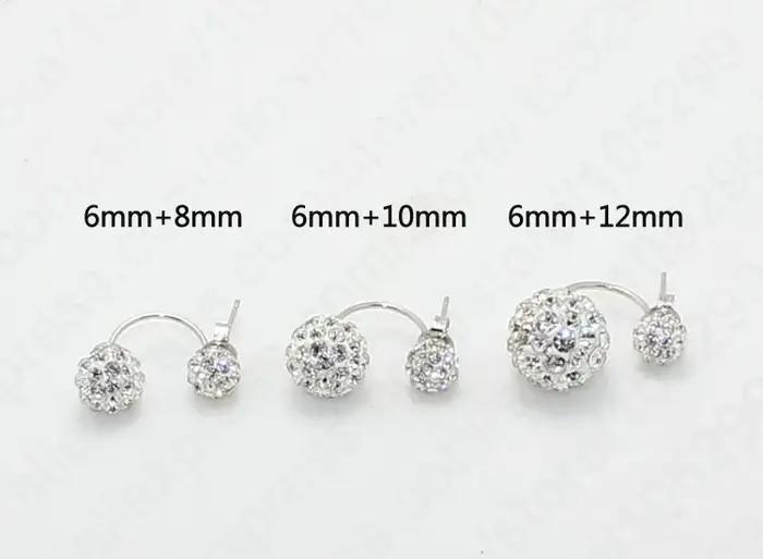 Détail une paire nouveauté belle 925 en argent Sterling Double Disco perles de cristal boucle d'oreille bijoux femmes accessoires
