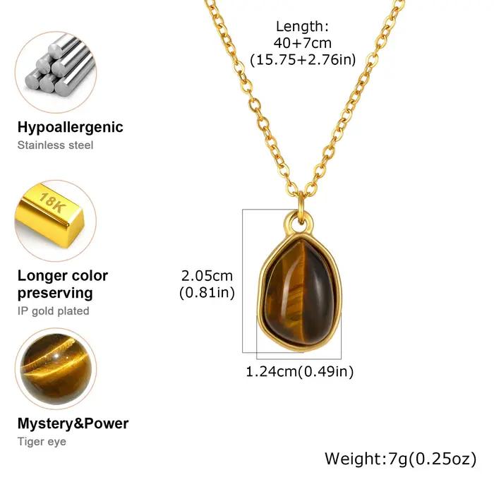 Collier en pierre naturelle œil de tigre pour femmes