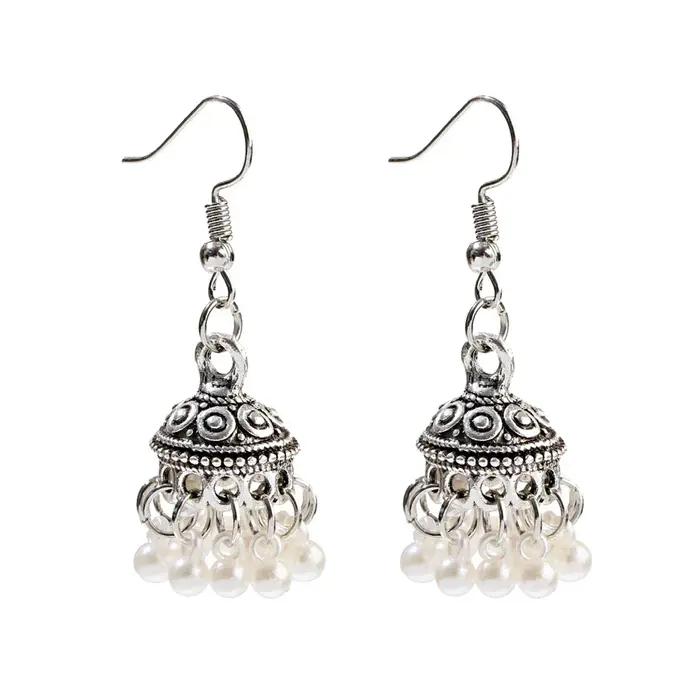 Boucles d'oreilles indiennes classiques rétro couleur or pour femmes, Vintage, alliage Antique sculp