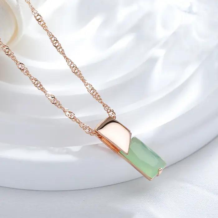 JULYDREAM brillant carré Design brume vert Zircon pendentif vague d'eau chaîne femmes collier de mariage élégant fête géométrique bijoux
