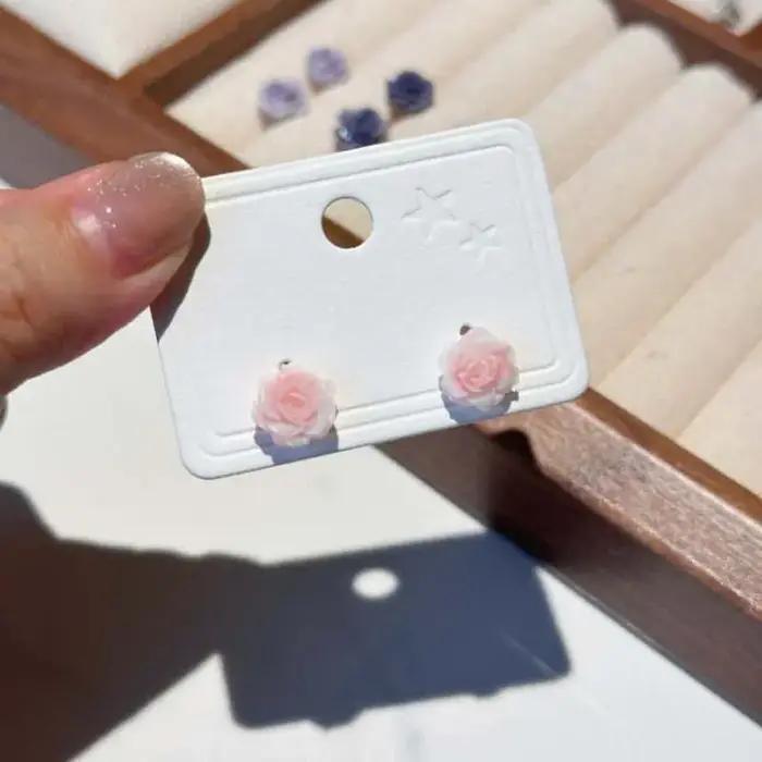 Boucles d'oreilles à fleurs roses pour femmes et filles, nouvelle mode, douces et mignonnes, petites