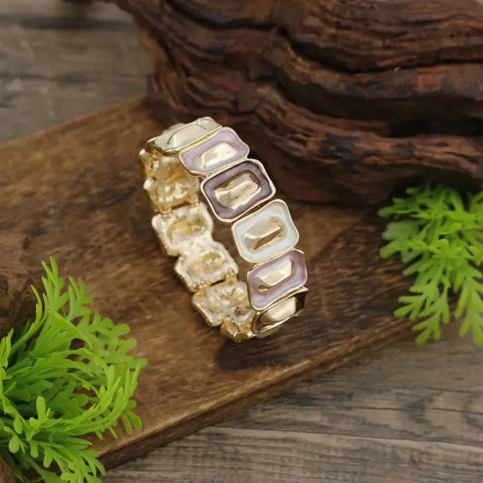 Nouveau bracelet élastique géométrique carré en émail coloré pour femme