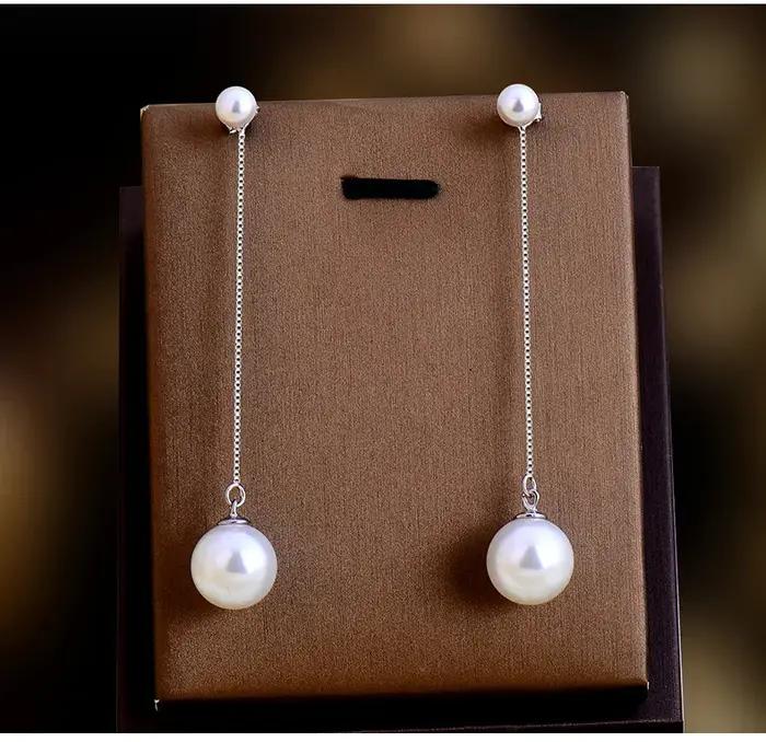 Boucles d'oreilles longues en argent Sterling 925 véritable pour femmes