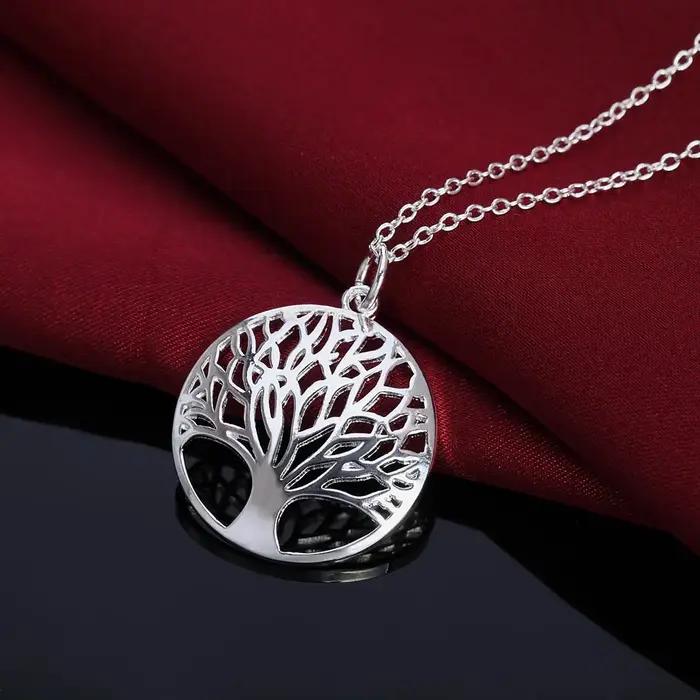 Ensemble de collier et boucles d'oreilles rondes en argent Sterling 925 pour femmes