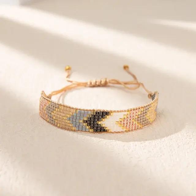 Bracelet boule de riz mode géométrie tendance simplicité tissé à la main bohême réglable unisexe