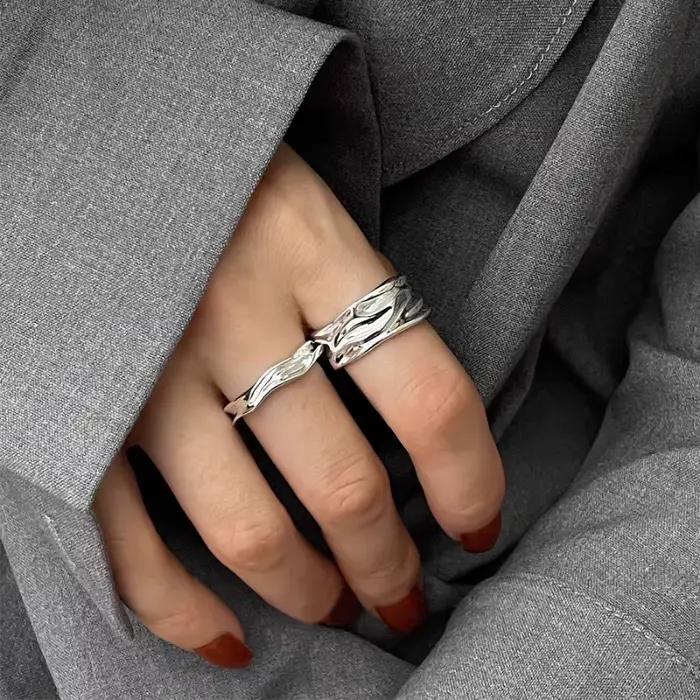 Bague Bergame Irrégulière en Argent Sterling 925 pour Femme et Fille