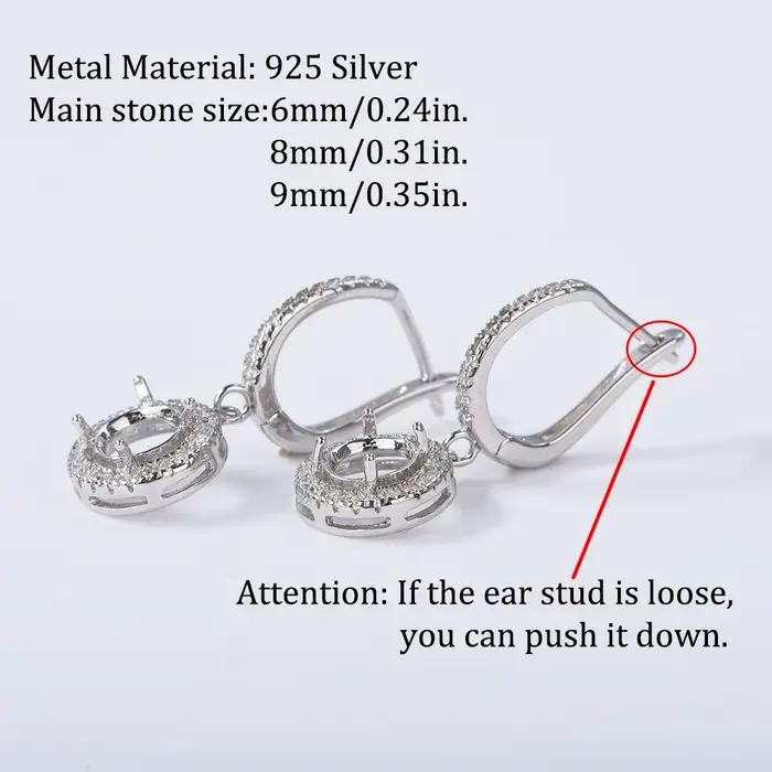 Base de boucle d'oreille ronde de style minimaliste, matériau en argent regardé S925, convient aux bijoux de bricolage faits à la main, 6mm-9mm