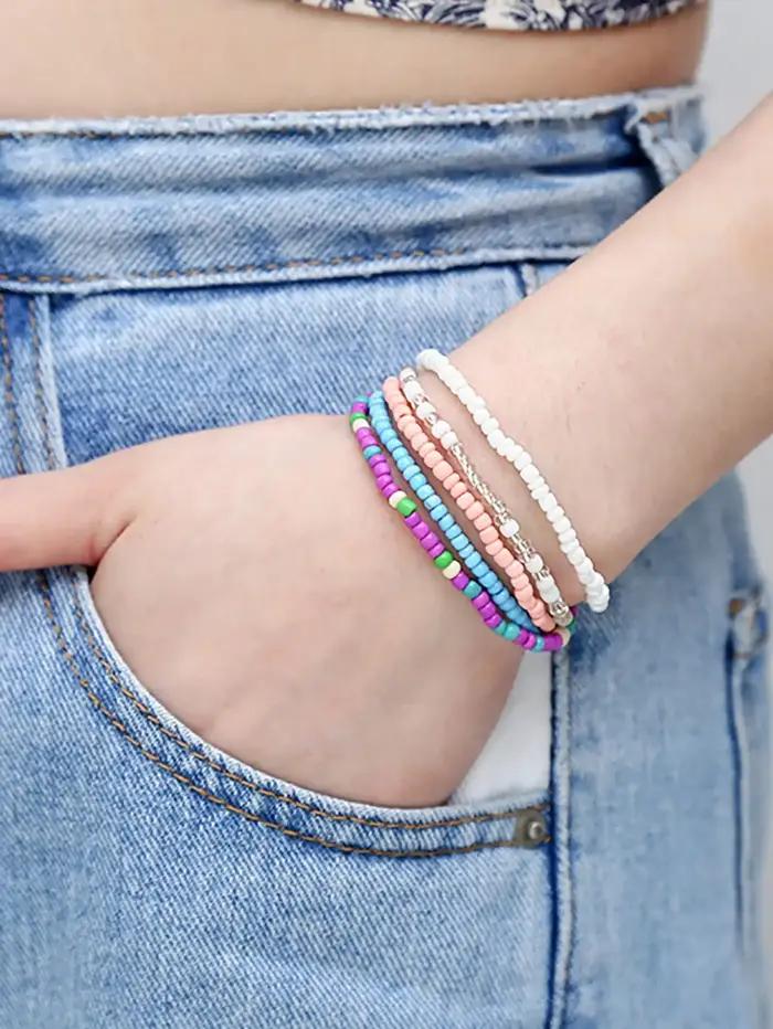 17 pièces Bracelets de perles élastiques bohème empilables